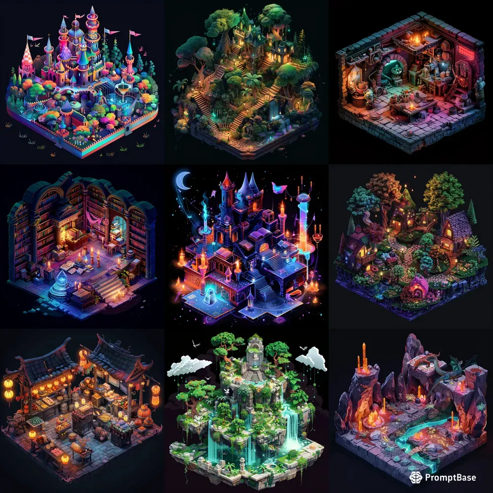 Isometric Fantasy Style Illustrations