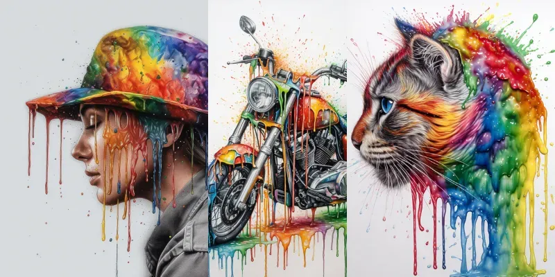 Detailed Rainbow Dripping Drawings generated by undefined
