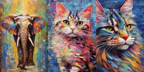 Vivid Impasto Oil Paintings Of Animals generated by midjourney