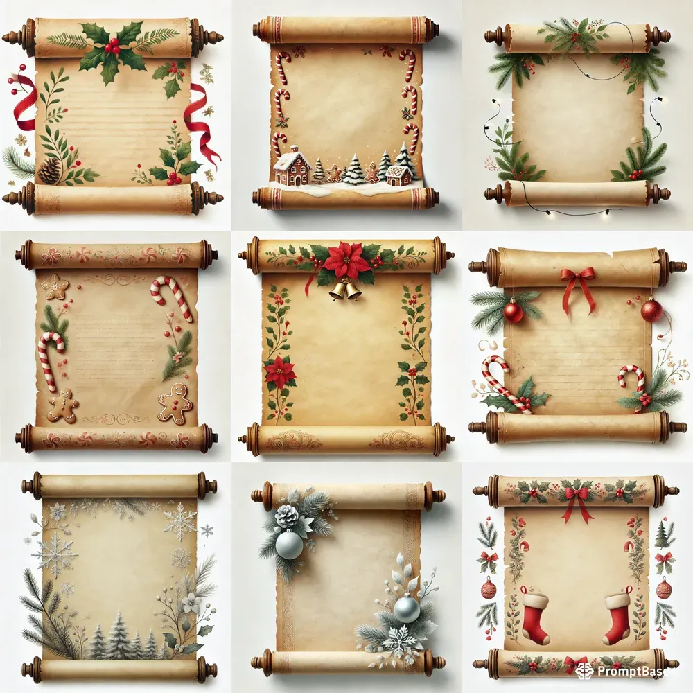 Vintage Christmas Scrolls In Watercolors