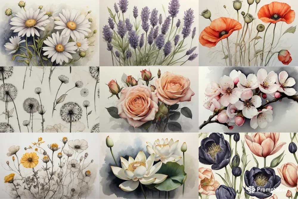 Watercolor Flower Posters