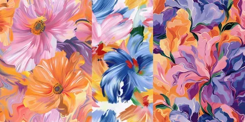 Color Field Floral Seamless Patterns generated by midjourney