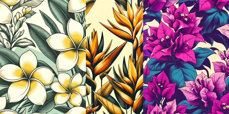 Seamless Vintage Tropical Floral Patterns generated by undefined