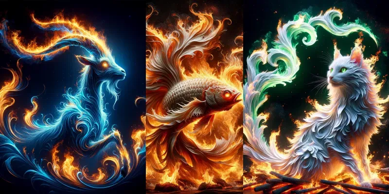 Magnificent Creatures Painted With Fire generated by undefined