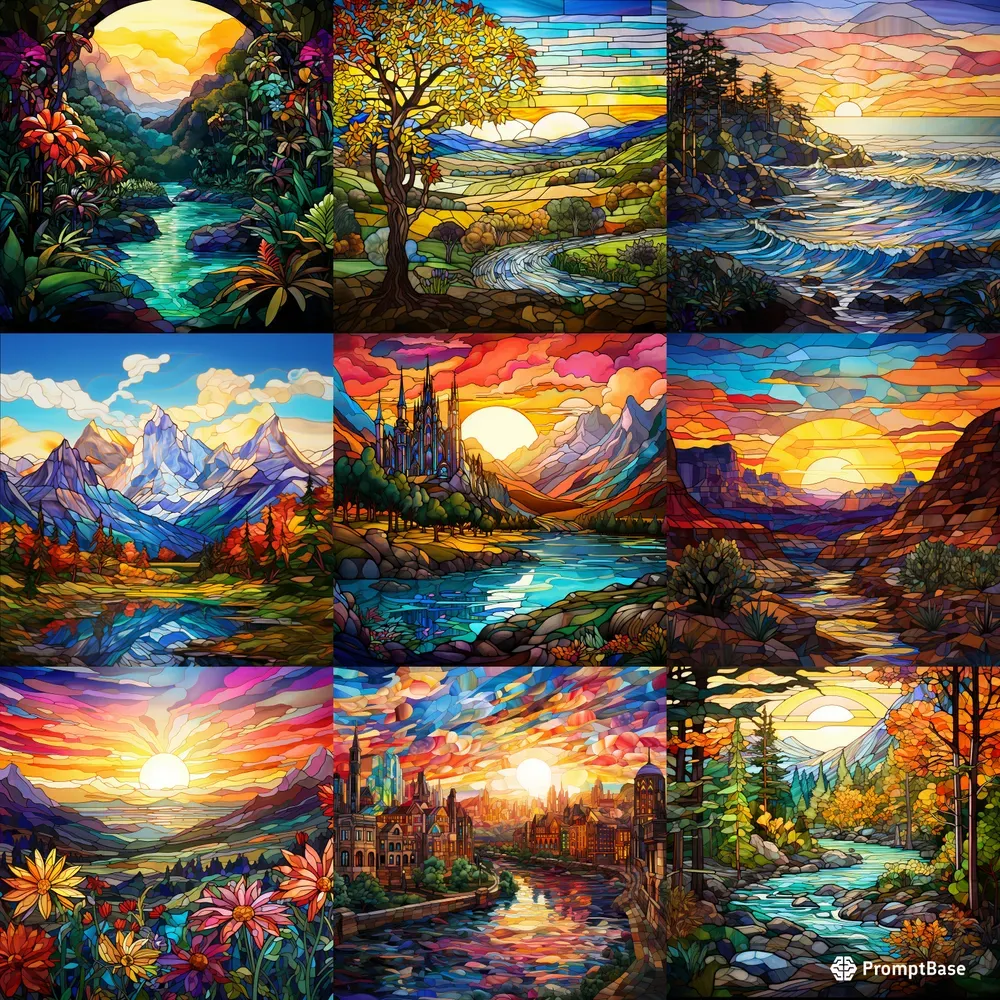 Stained Glass Landscapes Window Artworks
