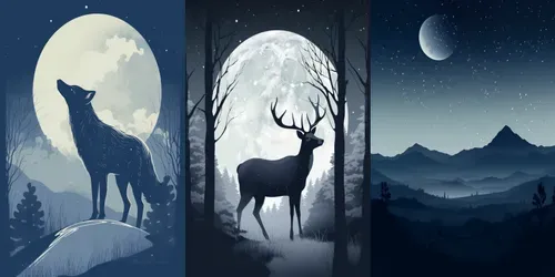 Beautiful Moonlit Illustrations generated by midjourney