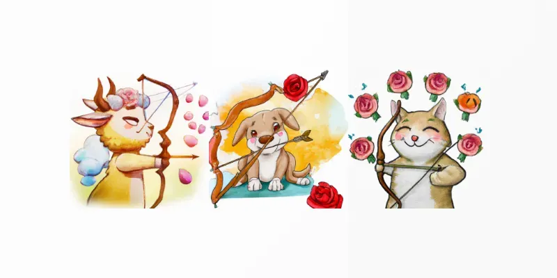 Cupids In The Forms Of Cute Animals generated by undefined