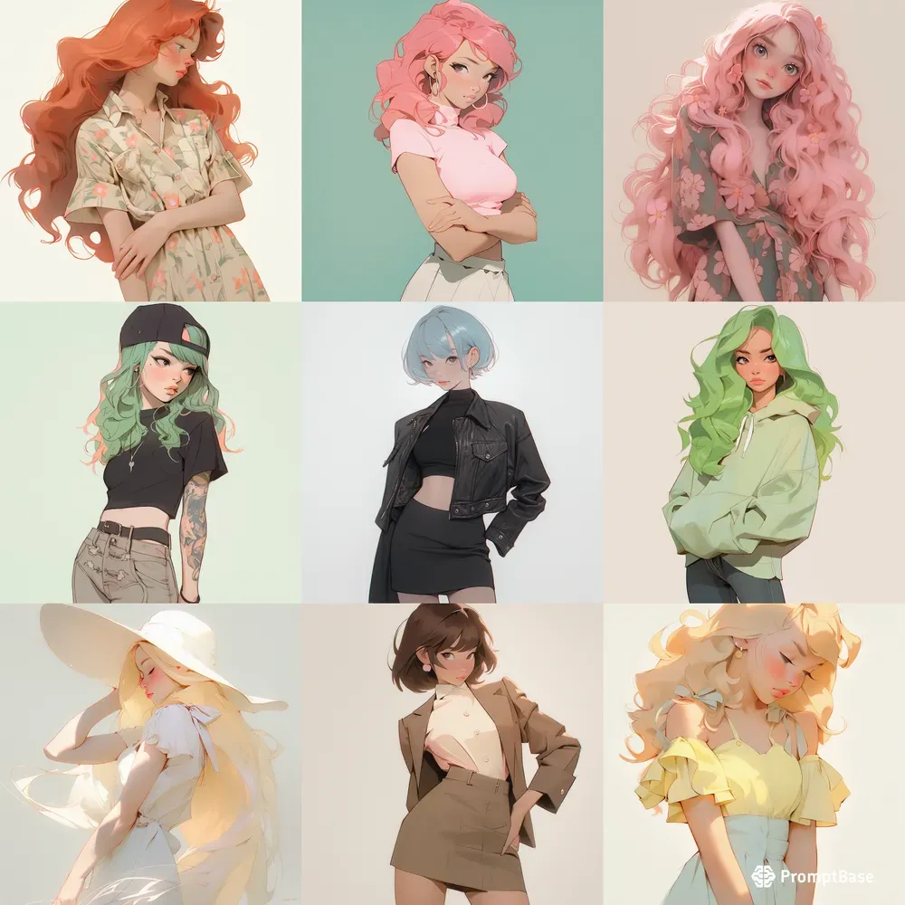 Stylish Pastel Anime Girls