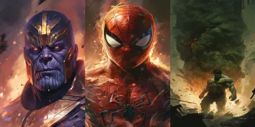 Close Up Marvel Heroes And Villains generated by midjourney