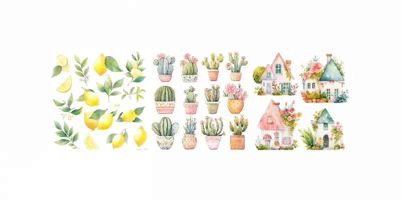 Soft Watercolor Clipart Sets generated by undefined