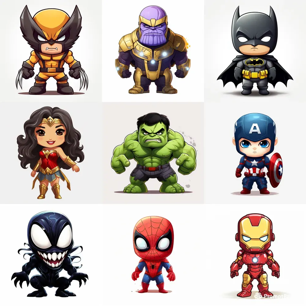 Cute Marvel Characters In Cartoon Style