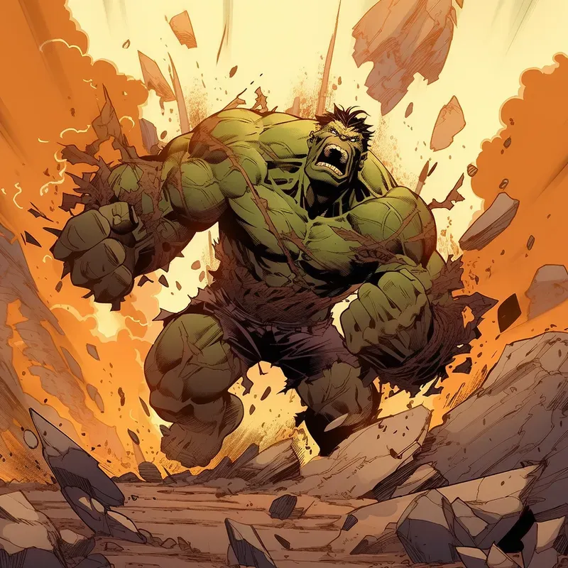 Powerful Superhero Comic Action Scenes