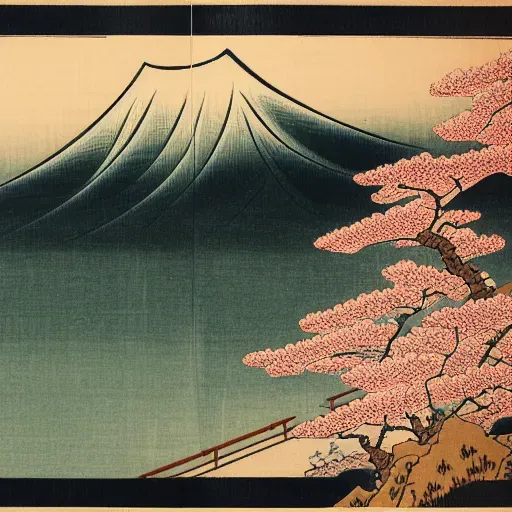 Japanese Ukiyo-e Woodblock Print Style