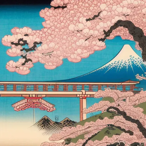Japanese Ukiyo-e Woodblock Print Style
