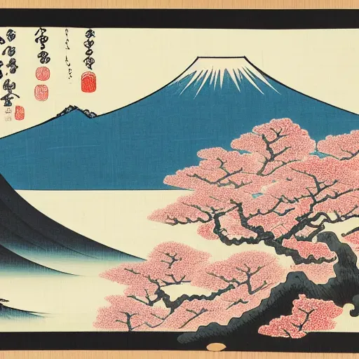 Japanese Ukiyo-e Woodblock Print Style