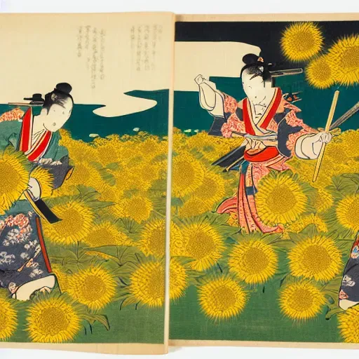 Japanese Ukiyo-e Woodblock Print Style