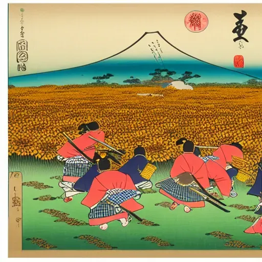 Japanese Ukiyo-e Woodblock Print Style