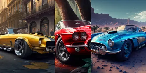 Musclecars In Different Sceneries generated by midjourney