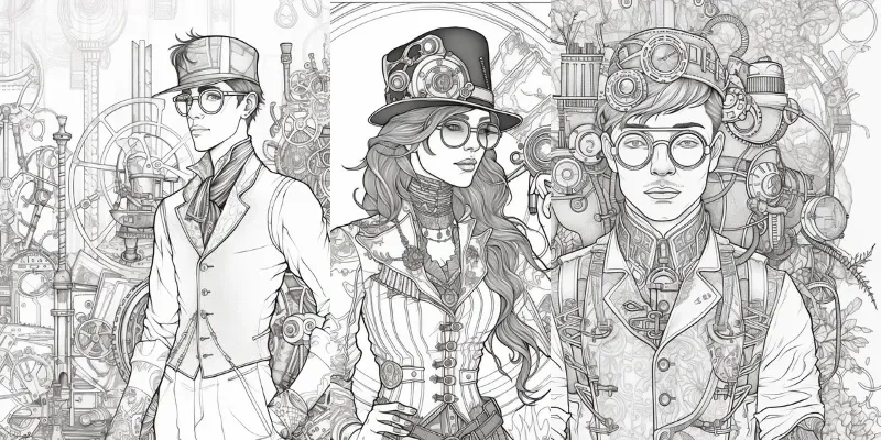 Steampunk Coloring Books generated by undefined