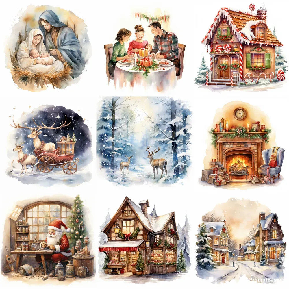 Christmas Watercolor Cliparts Designs