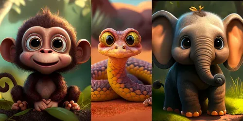 Cartoon Animals generated by midjourney