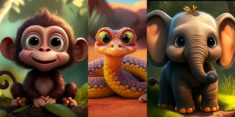 Cartoon Animals generated by undefined