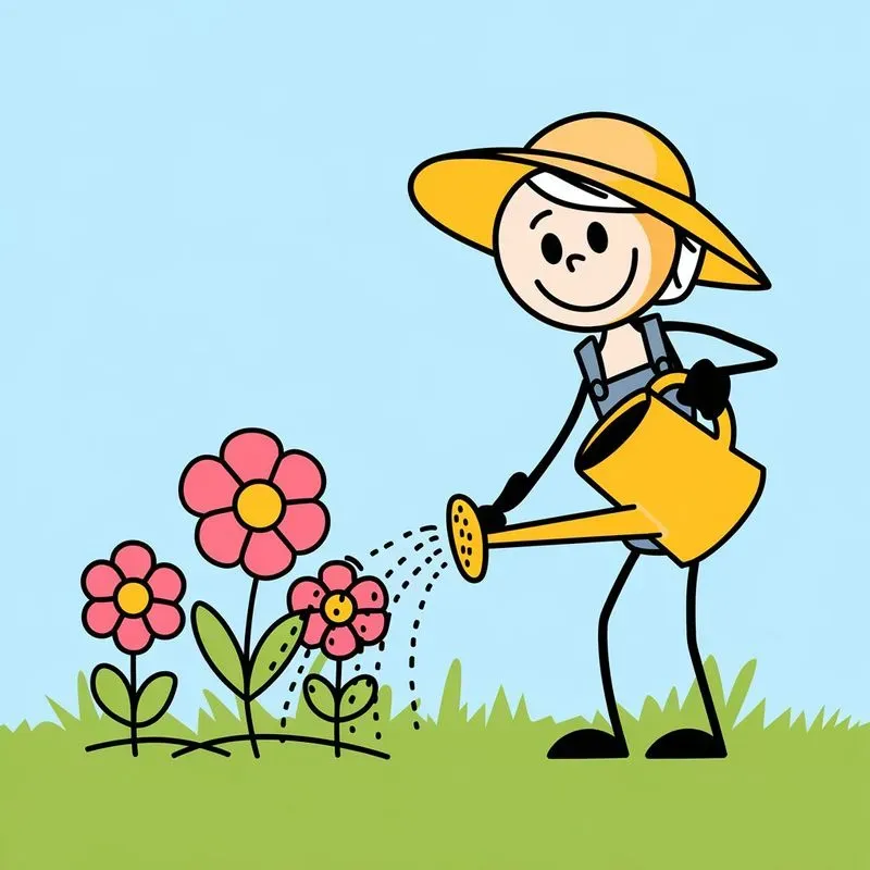 Cheerful Sticky Figure Cartoons