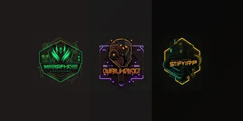Cyberpunk Style Technology Logos generated by midjourney