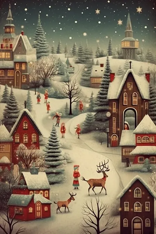 Whimsical Christmas Postcards