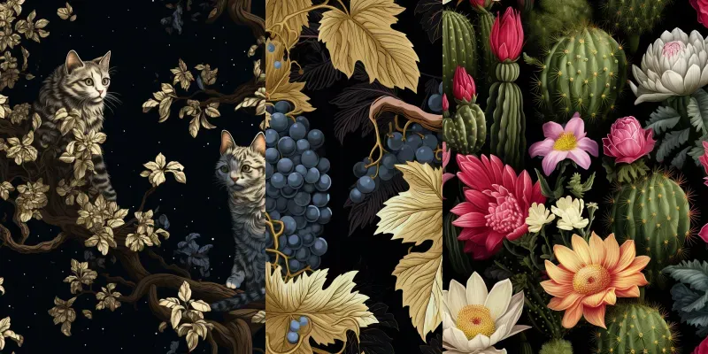 Classical Dark Floral Botanical Patterns generated by undefined
