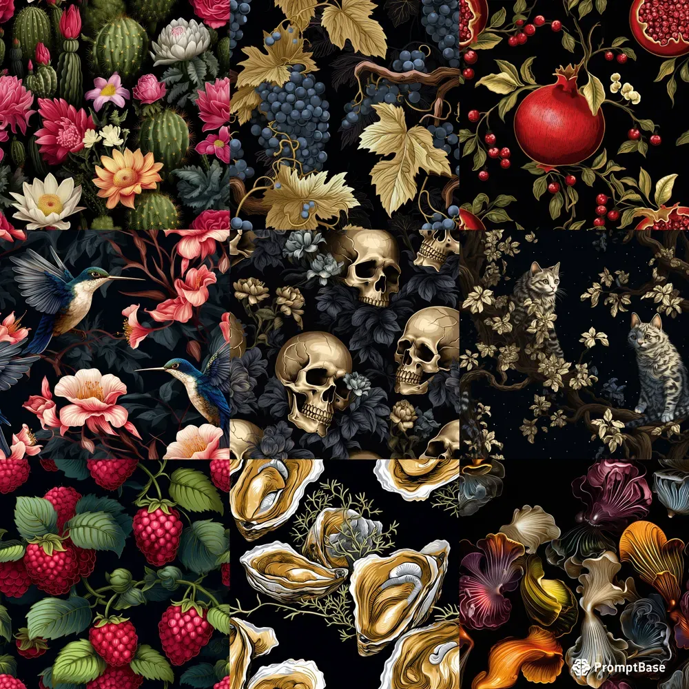 Classical Dark Floral Botanical Patterns