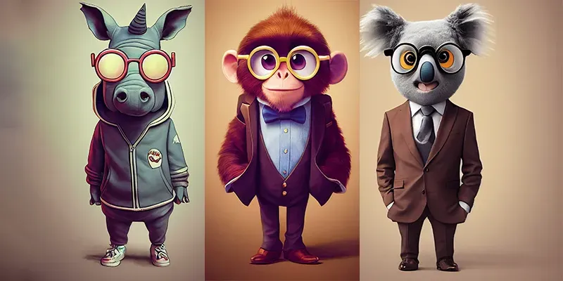 Pixar Hipster Animals generated by undefined