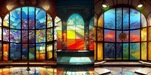 Polychrome Stained Glass Windows generated by midjourney