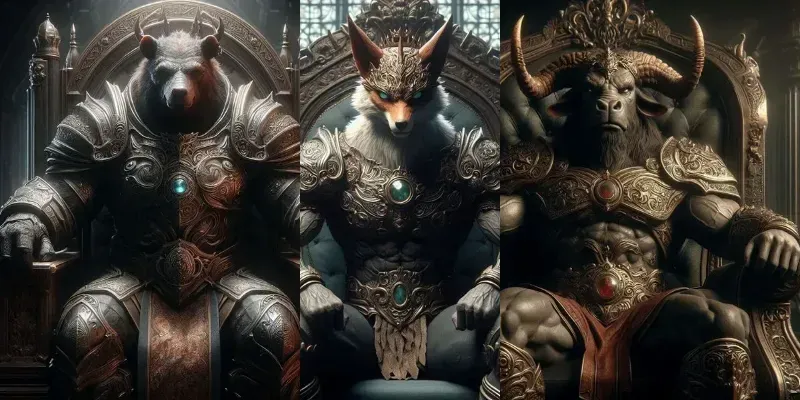 Royal Animals Sit On Stately Thrones generated by undefined