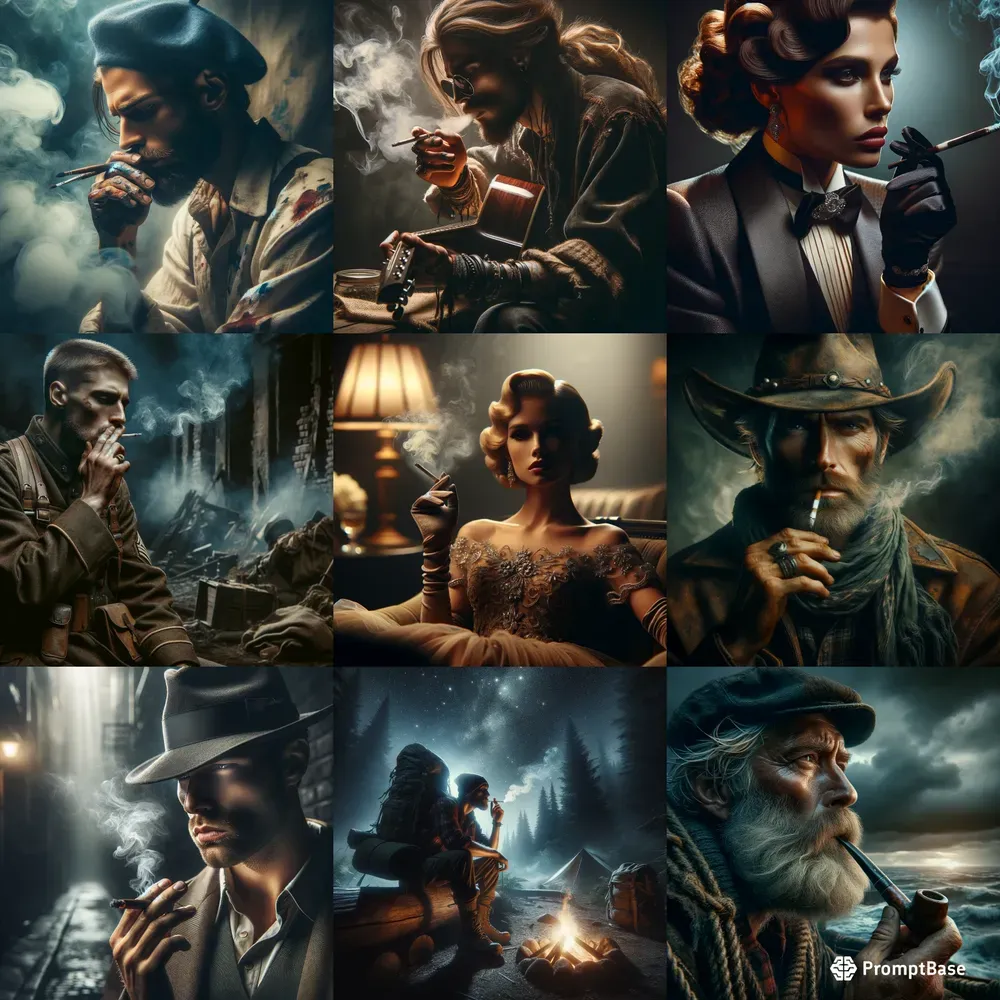 Photorealistic Cinematic Smoking People