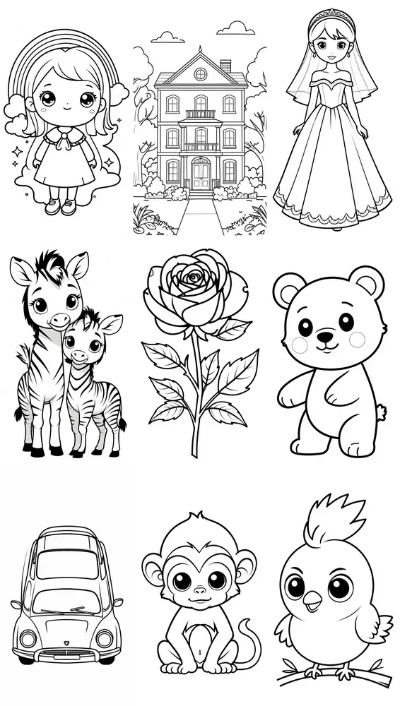 2D Simple Delight Coloring Book Pages