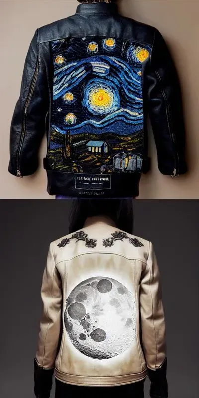 Leather Jacket Embroidered Design Product Photo