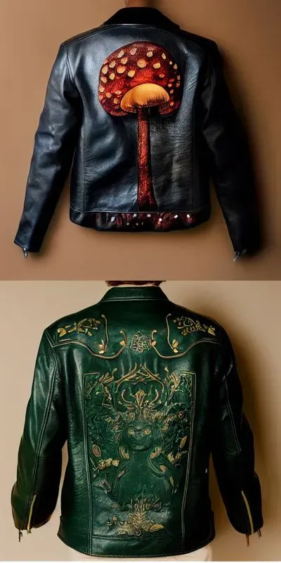 Leather Jacket Embroidered Design Product Photo