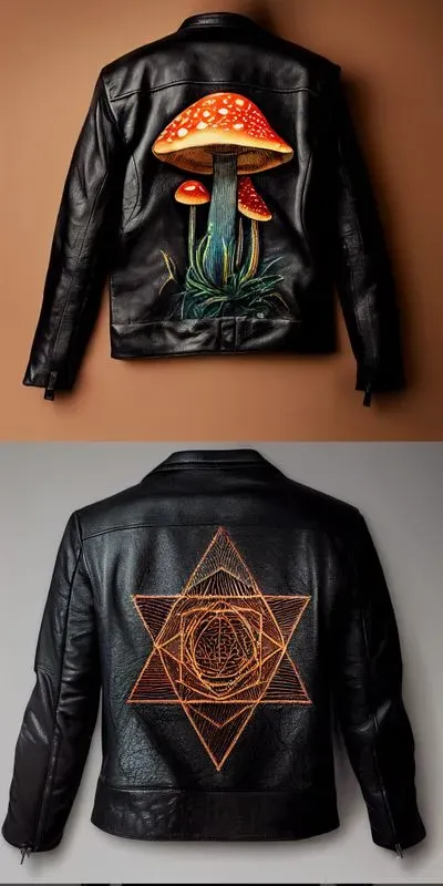 Leather Jacket Embroidered Design Product Photo