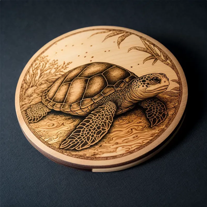 Elaborate Wood Burned Coaster Designs