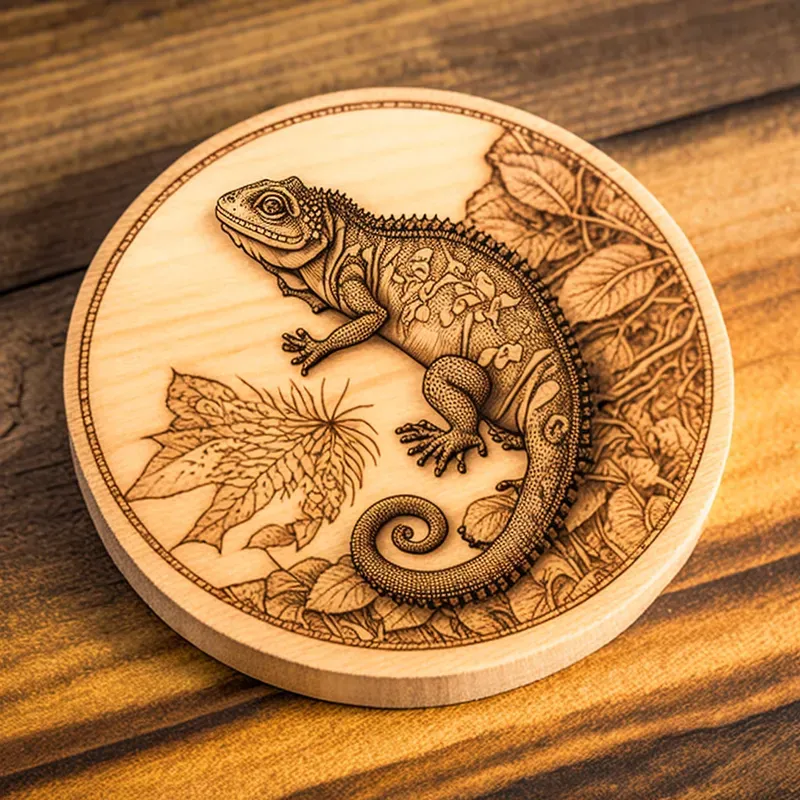 Elaborate Wood Burned Coaster Designs