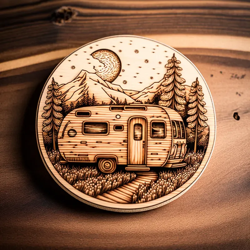 Elaborate Wood Burned Coaster Designs