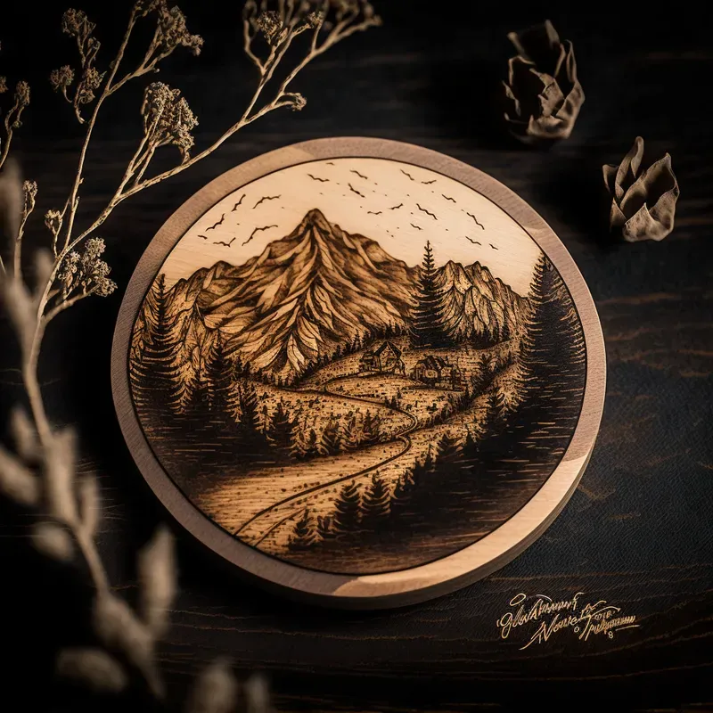 Elaborate Wood Burned Coaster Designs