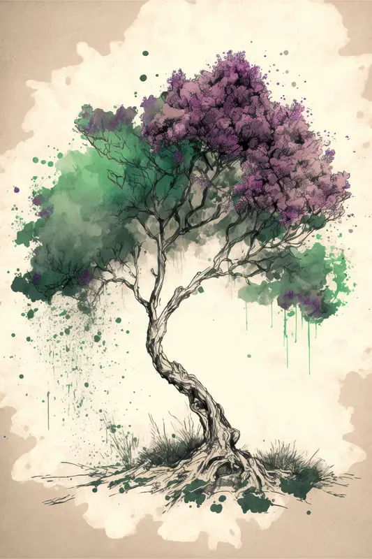 Coffee Stain Tree Art
