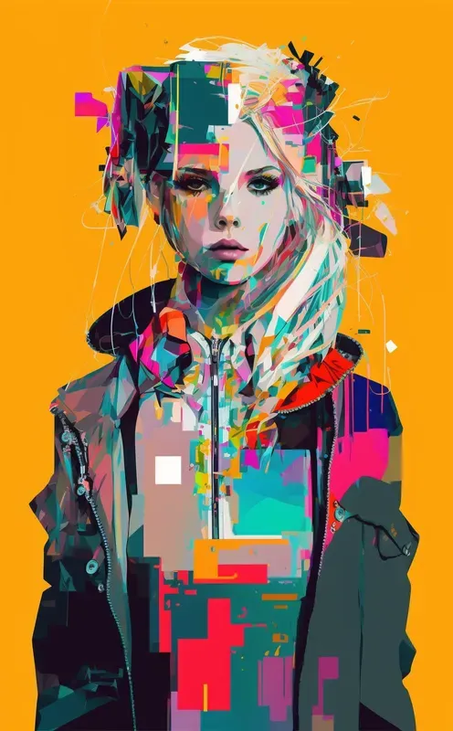 Glitch Art Style Character Illustrations