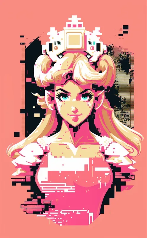 Glitch Art Style Character Illustrations