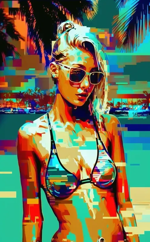 Glitch Art Style Character Illustrations