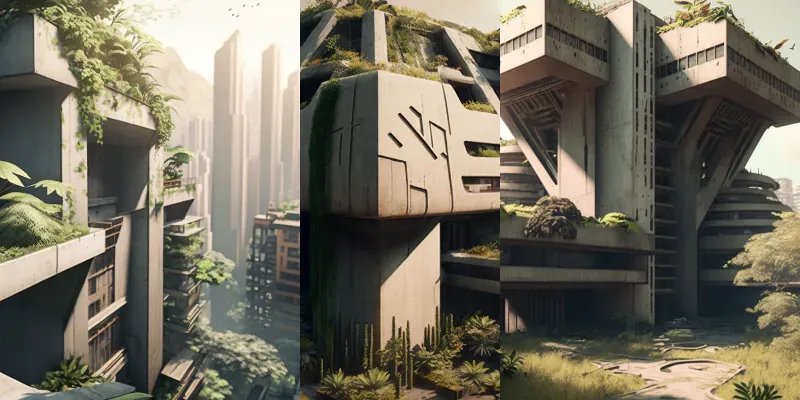 Brutalist Sustainable Concrete Skyscrapers generated by undefined