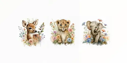 Floral Cartoon Animals generated by midjourney