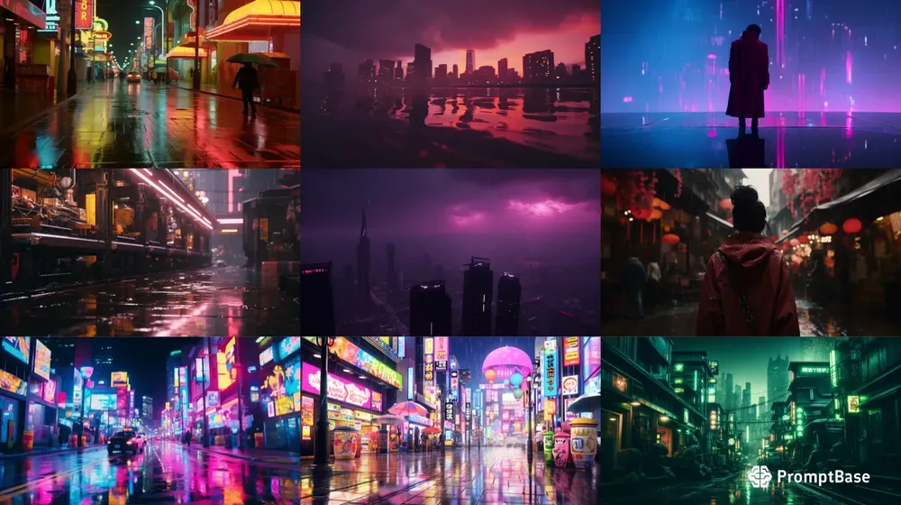 Neon Rain-soaked Cyberpunk Dreams